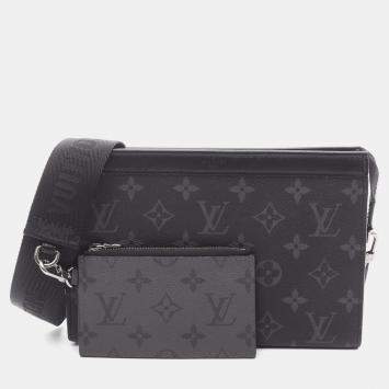 Pre Owned Louis Vuitton Gaston Wearable Wallet Monogram Eclipse Canvas Crossbody Bag