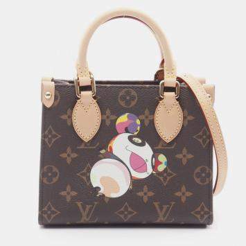 Pre Owned Louis Vuitton Takashi Murakami OnTheGo BB White Monogram Panda Canvas Tote Bag