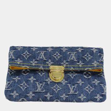 مملوكة مسبقًا Louis Vuitton Monogram Denim Clutch Bag Blue