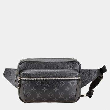Pre Owned Louis Vuitton Monogram Eclipse Taiga Rama Bum Bag Outdoor Waist Body Noir Black Pvc Leather