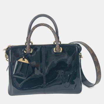 Pre Owned Louis Vuitton Vernis Tote Miroir Handbag Patent Leather/Monogram Canvas Noir Black