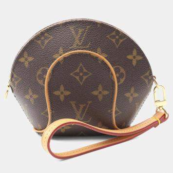 Pre Owned Louis Vuitton Mini Ellipse Pouch Bag Leather Monogram Brown