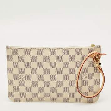 Pre Owned Louis Vuitton Neverfull Damier Azur Canvas Pouch