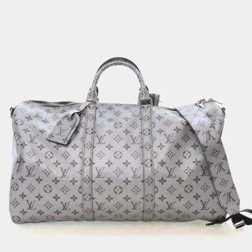Pre Owned Louis Vuitton Monogram Shadow Metallic Keepall Bandouliere 50