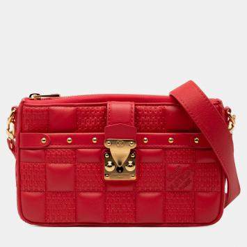 Pre Owned Louis Vuitton Pink Damier Quilt Lambskin Troca Pochette