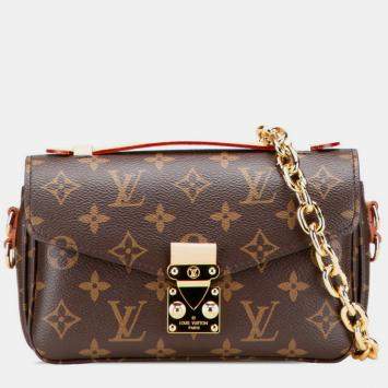 Pre Owned Louis Vuitton Monogram Metis Mm Pochette Shoulder 2-Way Brown Leather