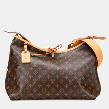 Pre Owned Louis Vuitton Monogram Carryall Nm Mm Shoulder Bag Brown Leather