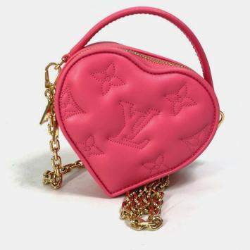 Pre Owned Louis Vuitton Monogram Bubblegram Pop My Heart Pouch Chain 2-Way Bag Handbag/Shoulder Leather Dragon Fruit Pink