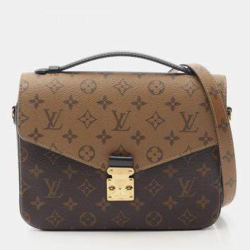Pre Owned Louis Vuitton Metis Mm Pochette Handbag In Coated Canvas And Leather With Monogram Reverse Brown Black