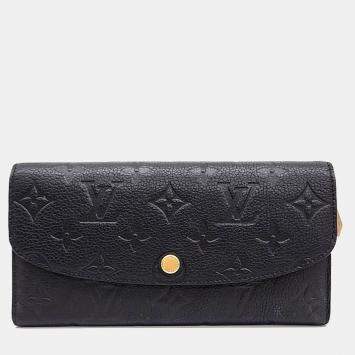 Pre Owned Louis Vuitton Black Leather Empreinte Emilie Wallet