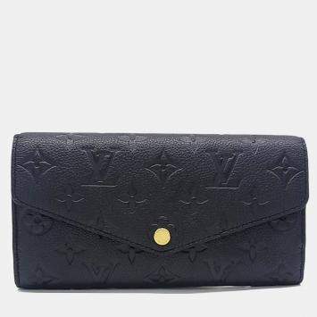 Pre Owned Louis Vuitton Black Leather Empreinte Sarah Wallet