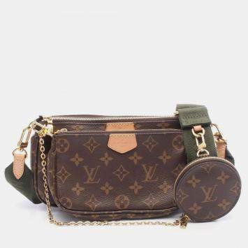 Pre Owned Louis Vuitton Multi Pochette Accessories Brown Leather Crossbody Bag