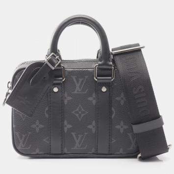 Pre Owned Louis Vuitton Nano Porte Documents Voyage Monogram Eclipse Canvas Shoulder Bag