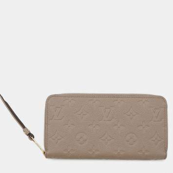 Pre Owned Louis Vuitton Zippy Wallet Tourterelle Monogram Empreinte Leather