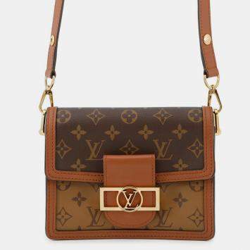 Pre Owned Louis Vuitton Dauphine Noir Monogram Monogram Reverse Canvas Size Mini