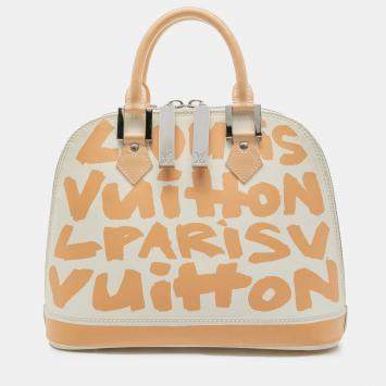 Pre Owned Louis Vuitton White Stephen Sprouse Graffiti Alma MM