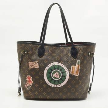 Pre Owned Louis Vuitton World Tour Neverfull MM NM Black Monogram Canvas Bag
