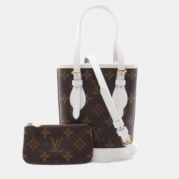Pre Owned Louis Vuitton Monogram Nano Brown White Leather Shoulder Bag