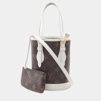 Pre Owned Louis Vuitton Monogram Nano Brown White Canvas Shoulder Bag
