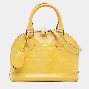 Pre Owned Louis Vuitton Yellow Monogram Vernis Alma BB