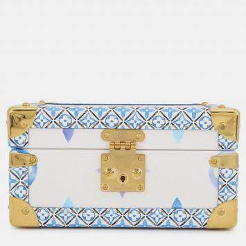 Pre Owned Louis Vuitton Coffret Tresor24 White/Blue Monogram Visor Pool