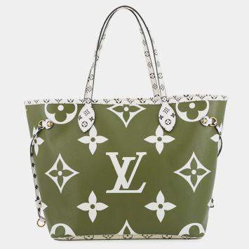 Pre Owned Louis Vuitton Neverfull Khaki/Beige/White Monogram Monogram Giant Size Mm