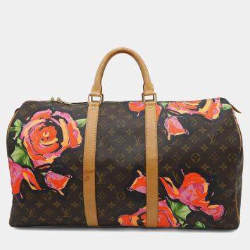 Pre Owned Louis Vuitton Boston Bag Monogram Rose Keepall 50