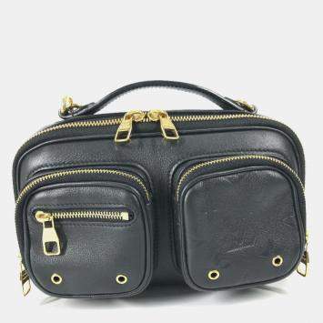 Pre Owned Louis Vuitton Monogram Utility Crossbody Pochette Shoulder Bag In Black Leather