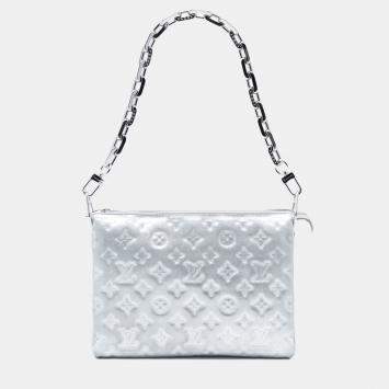 Pre Owned حقيبة لوي فيتون كوسين PM جلد الخروف المُنقوش مونوغرام فضي المنتفخ