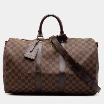 مملوكة مسبقًا Louis Vuitton Brown Damier Ebene Keepall Bandouliere 45