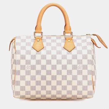 Pre Owned Louis Vuitton White Damier Azur Speedy 25