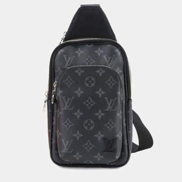 Pre Owned Louis Vuitton Avenue Sling Bag Black Monogram Eclipse Canvas Crossbody Bag