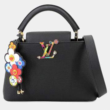 Pre Owned Louis Vuitton Capucines BB Takashi Murakami Noir Taurillon Leather Handbag