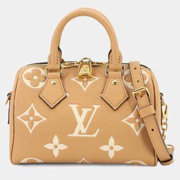 Pre Owned Louis Vuitton Speedy Bandouliere 20 Arizona Creme Monogram Empreinte Leather Handbag