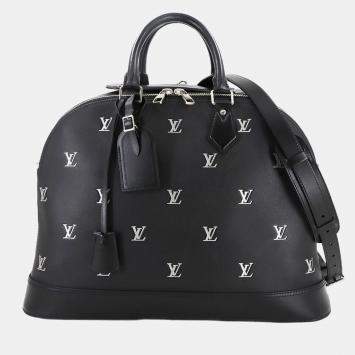 Pre Owned Louis Vuitton Blason Alma Daffle Black/Silver Leather Boston Shoulder Bag