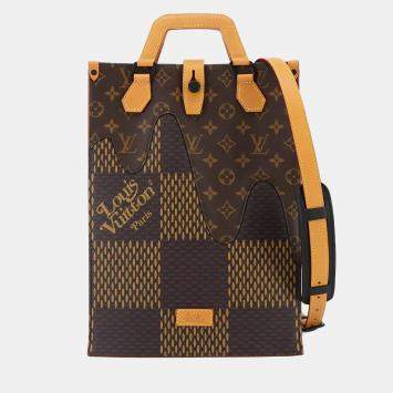 Pre Owned Louis Vuitton Giant Damier Mini Tote Ebene Damier Canvas Shoulder Bag
