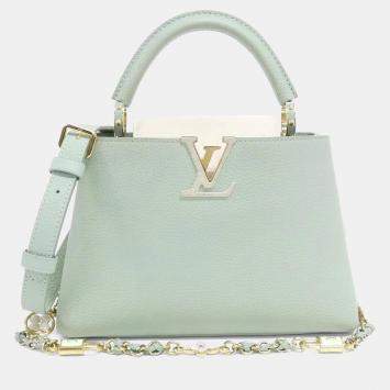Pre Owned Louis Vuitton Capucines BB Green Leather Handbag