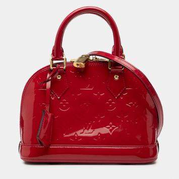 Pre Owned Louis Vuitton Red Monogram Vernis Alma BB