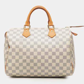 مملوكة مسبقًا Louis Vuitton White Damier Azur Speedy 30