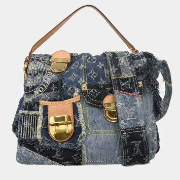 Pre Owned Louis Vuitton Monogram Denim Patchwork Postie 2way Handbag