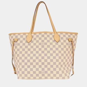 Pre Owned Louis Vuitton Damier Azur Neverfull MM Tote Bag