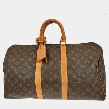 Pre Owned Louis Vuitton Keepall 45 Brown Monogram Canvas Duffel Bag