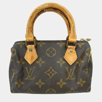Pre Owned Louis Vuitton Speedy Mini Brown Monogram Canvas Top Handle Bag