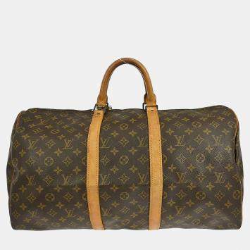 Pre Owned Louis Vuitton Keepall 50 Brown Monogram Canvas Duffel Bag