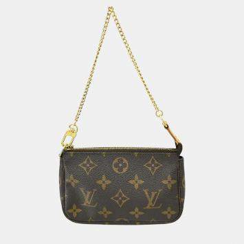 Pre Owned Louis Vuitton Pochette Accessoires Mini Brown Monogram Canvas Mini Bag
