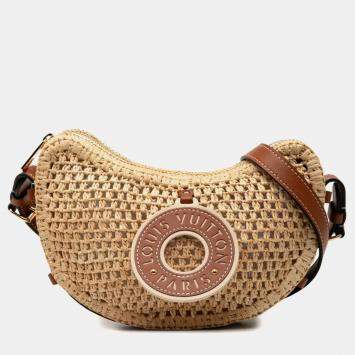 مملوكة مسبقًا Louis Vuitton Croissant Shoulder Bag Beige Brown Raffia Leather