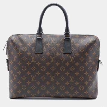 Pre Owned Louis Vuitton Brown Monogram Macassar Porte Documents Jour