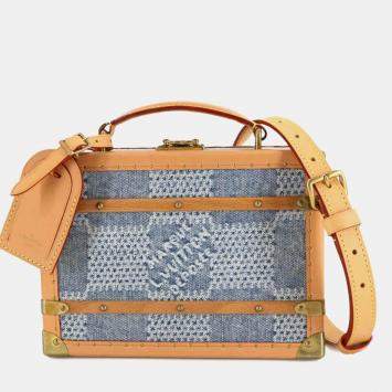 Pre Owned Louis Vuitton Damier Denim 3D Handle Trunk 2-Way Handbag/Shoulder Bag Blue Trunk