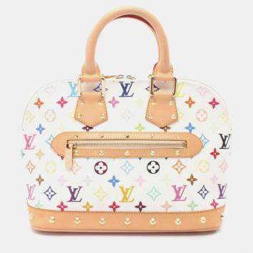Pre Owned Louis Vuitton Alma Handbag Coated Canvas And Leather Monogram Multicolore White