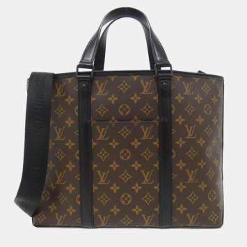 Pre Owned Louis Vuitton Monogram Macassar Weekend Tote Gm Handbag